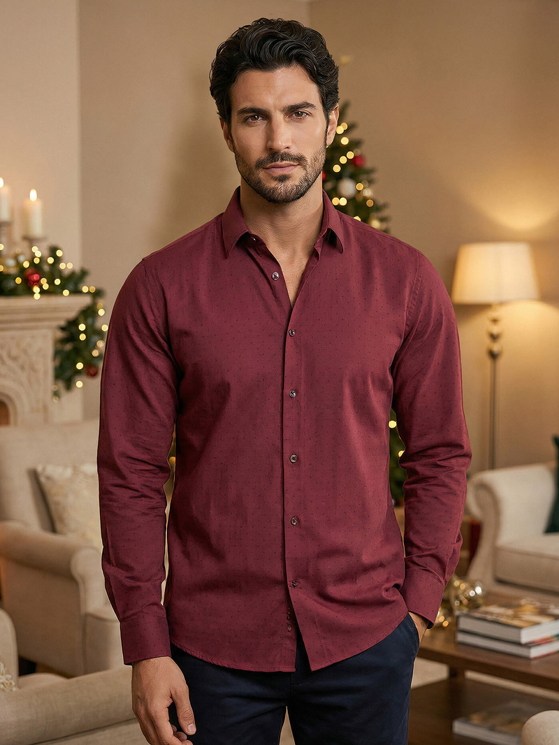 Herren Hemd Weinrot OZONEE V/V182Z