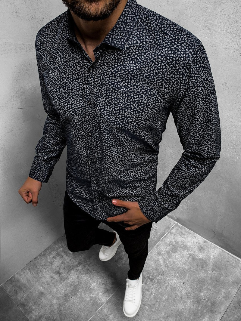 Herren Hemd Dunkelblau OZONEE O/3010/14