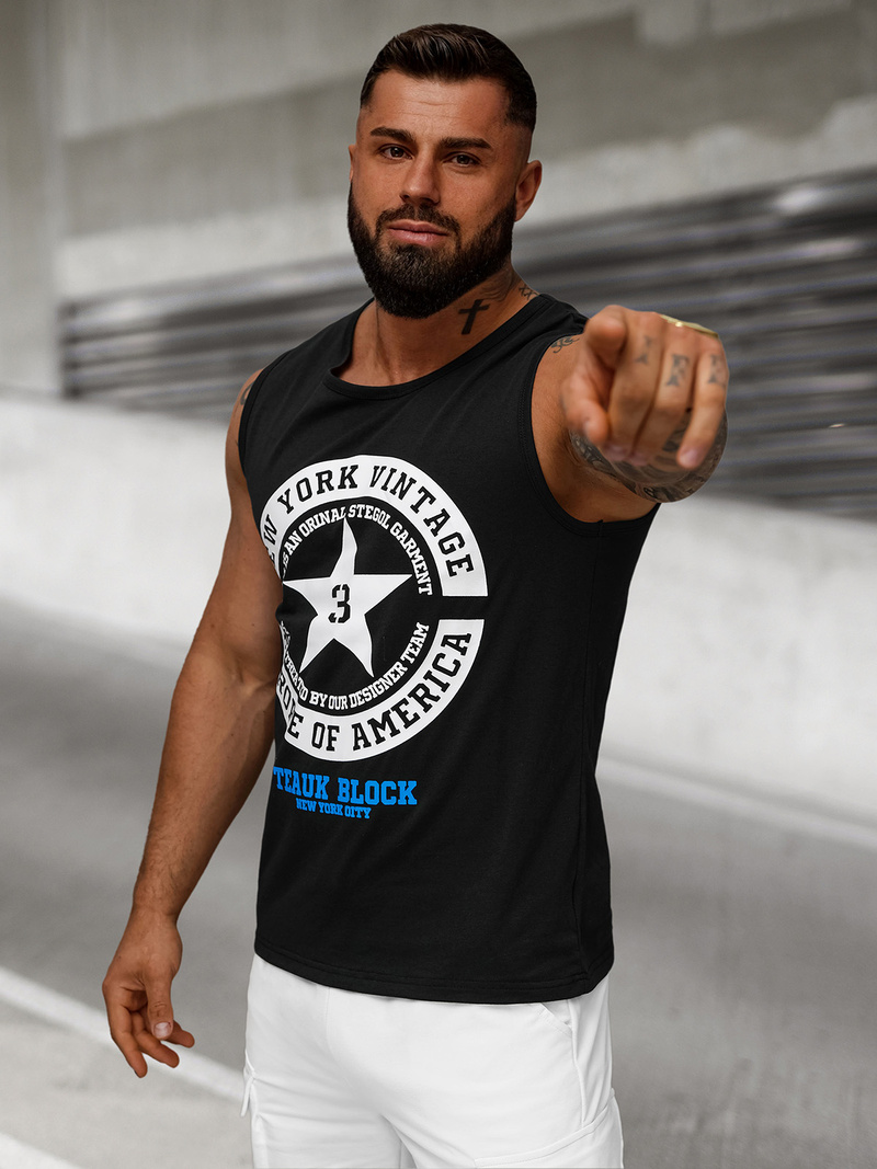 Herren Tank Top Schwarz OZONEE JS/8B1721/3Z