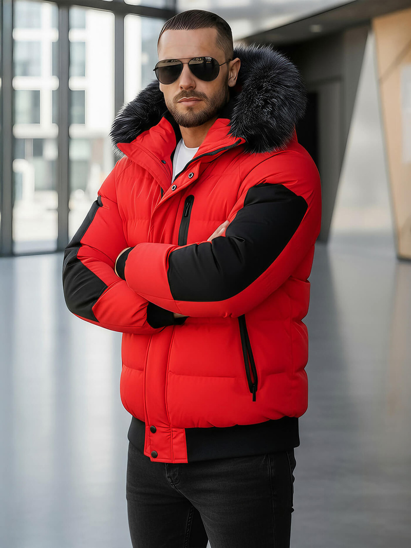 Herren Winterjacke Rot OZONEE O/M798Z