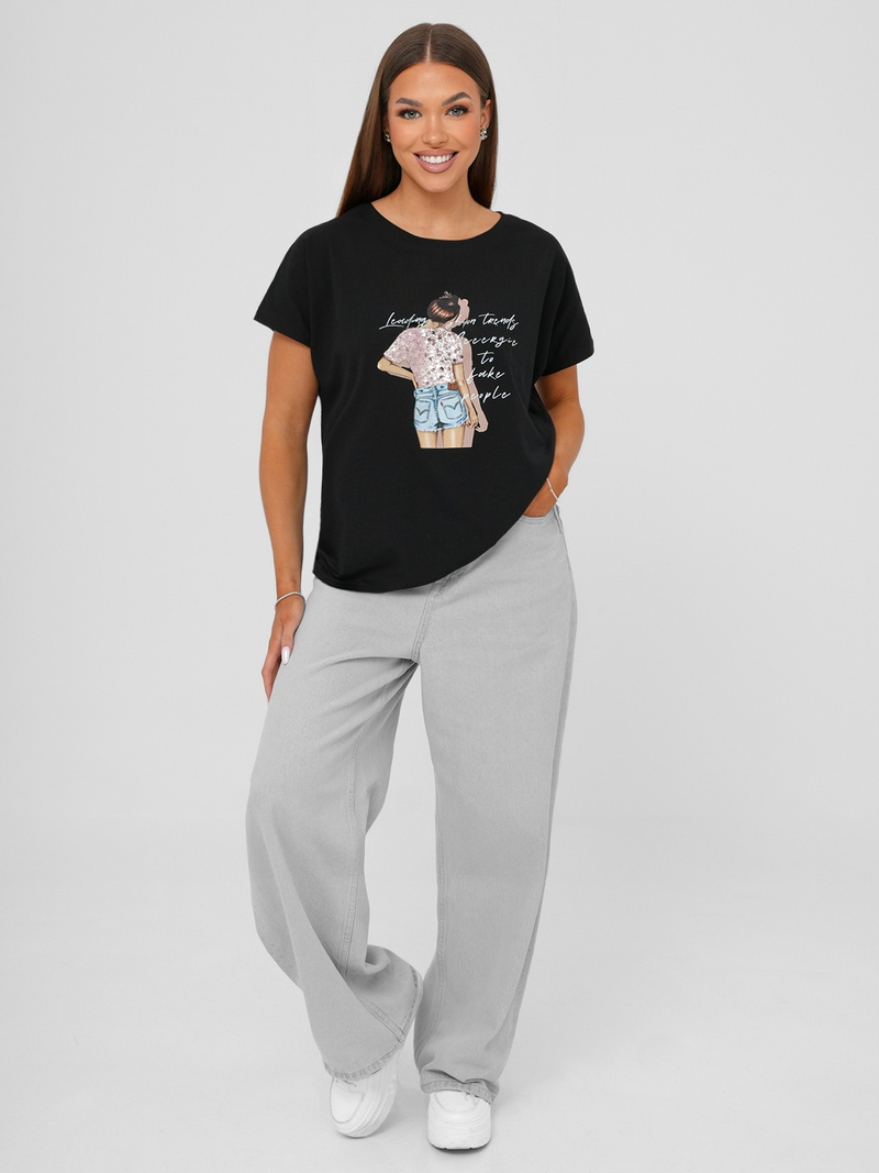 Damen T-shirt Schwarz OZONEE JS/95T2573/3