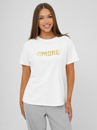 Damen T-shirt Weiß-Gold OZONEE JS/YJ77716