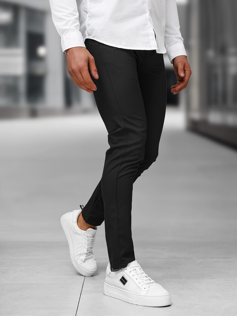 Herren Chino Hose Schwarz OZONEE DJ/5526Z