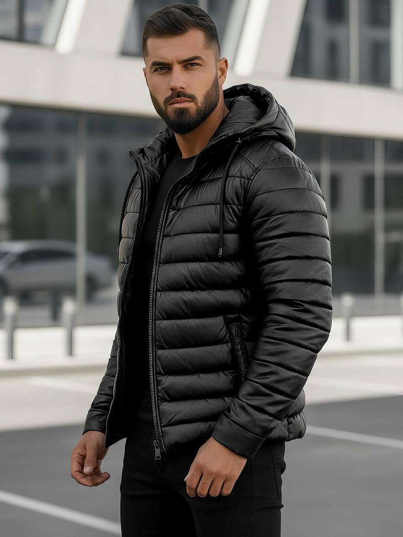 Herren Lederjacke Schwarz OZONEE O/11Z8088Z