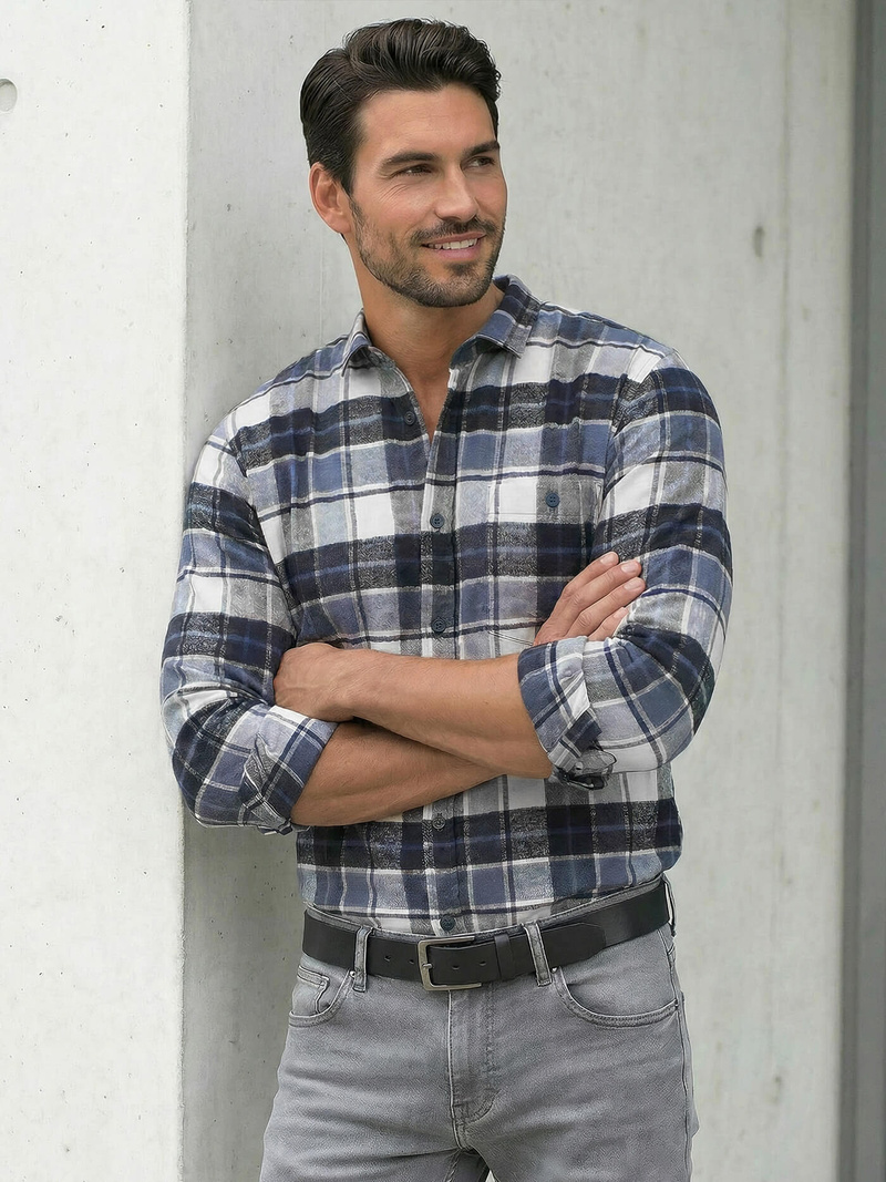 Herren Hemd Dunkelblau OZONEE V/V175Z