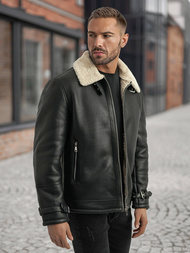 Herren Lederjacke Schwarz OZONEE JS/11Z8271