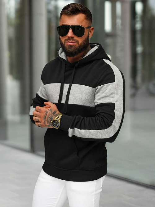 Herren Kapuzenpullover Schwarz OZONEE JS/8B1309/3