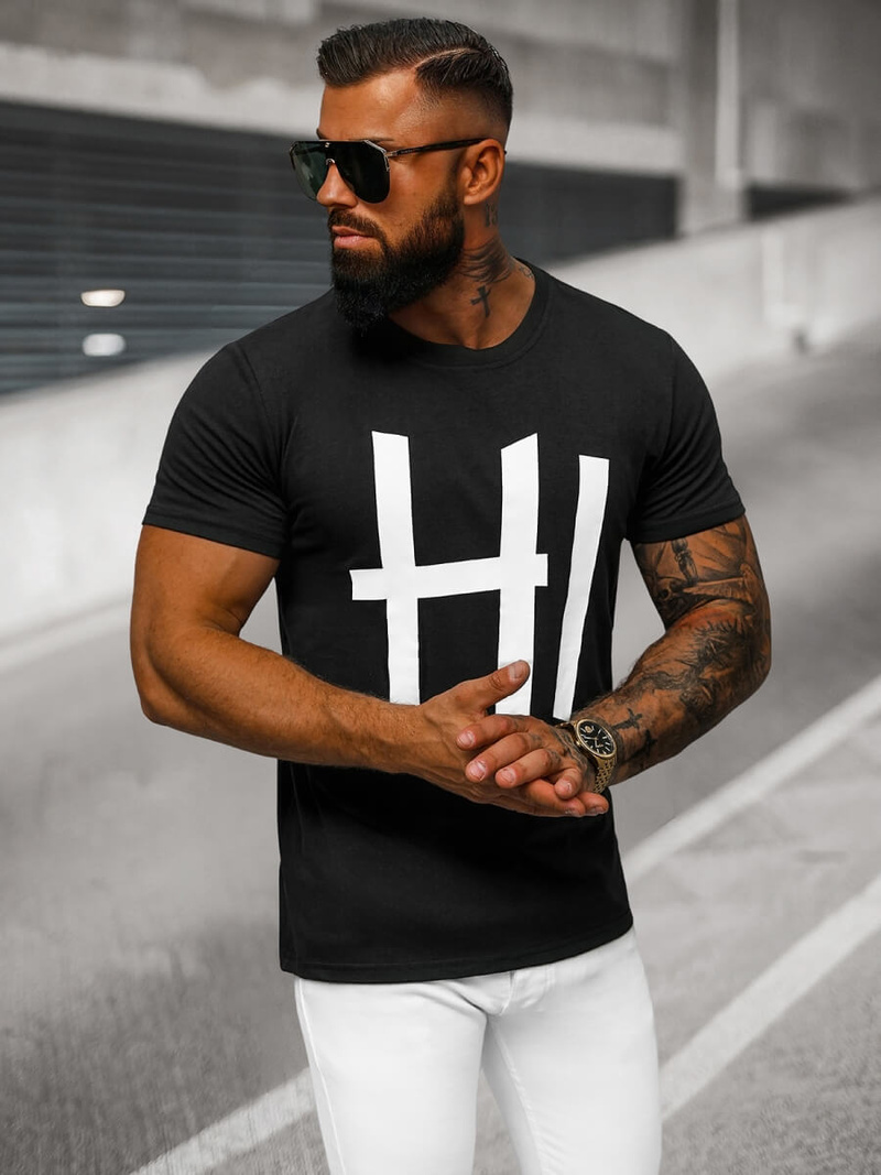 Herren T-shirt Schwarz OZONEE O/T1261/3