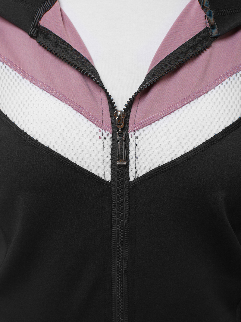 Zweiteiliges Trainingsanzug-Set Schwarz-Hellrosa OZONEE JS/YW06005/1/16