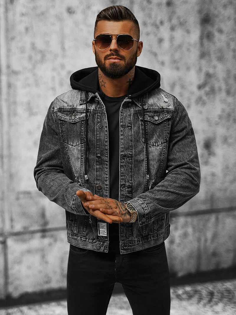 Herren Jeansjacke Schwarz OZONEE NB/MJ505NZ