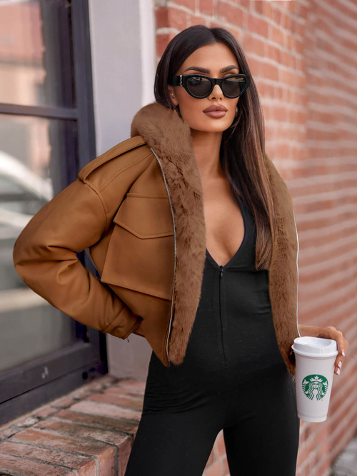 Damen Lederjacke Braun OZONEE O/G125