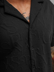 Herren Kurzarmhemd Schwarz OZONEE O/B2256