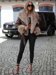 Damen Lederjacke Schokolade OZONEE JS/61M8510/158