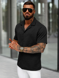 Herren Kurzarmhemd Schwarz OZONEE O/B2258