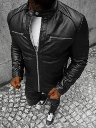 Herren Lederjacke Schwarz OZONEE JS/11Z8003
