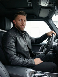 Herren Lederjacke Schwarz OZONEE JS/11Z8139