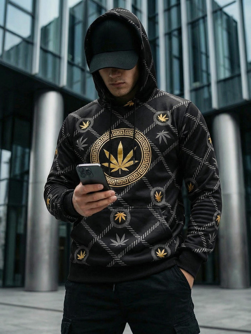 Herren Kapuzenpullover Schwarz OZONEE O/B267Z