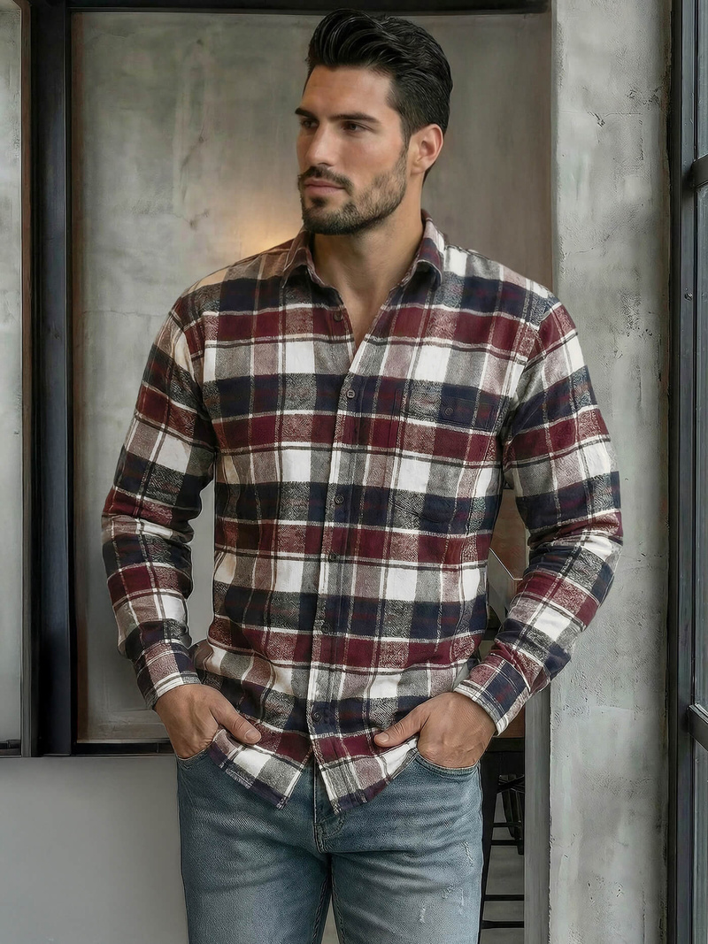 Herren Hemd Weinrot OZONEE V/V174Z