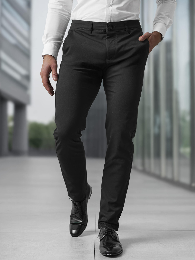 Herren Chino Hose Schwarz OZONEE V/6545