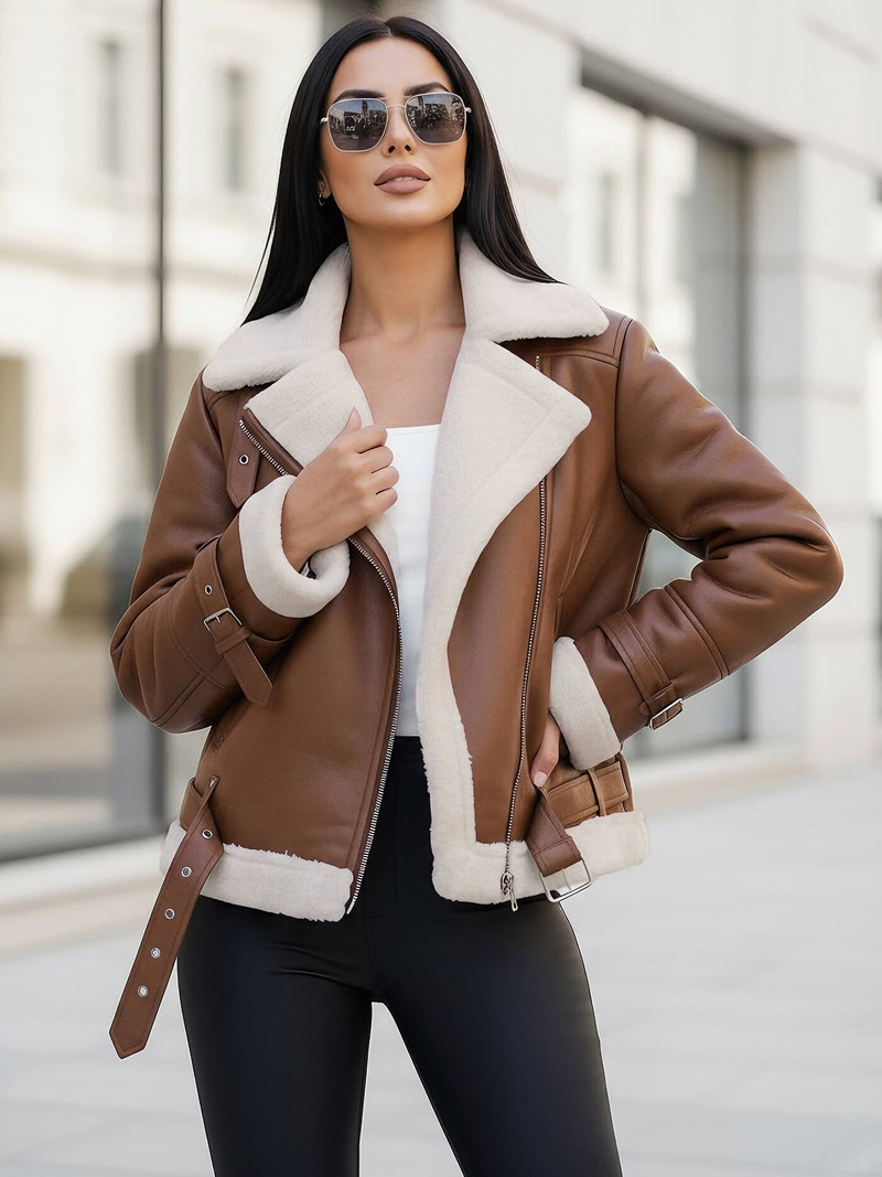 Damen Lederjacke Braun OZONEE JS/11Z8177Z