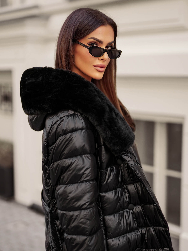 Damenmantel Schwarz OZONEE JS/5M3160/392Z