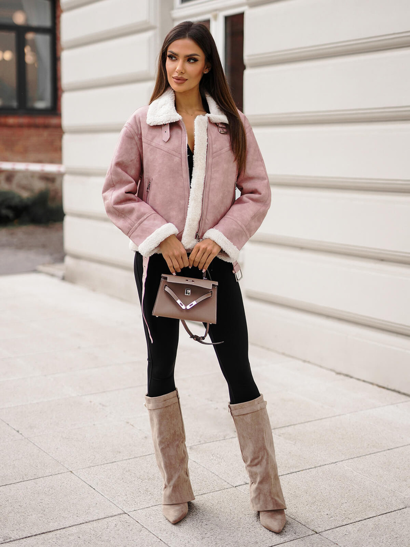 Damen Lederjacke Puderrosa OZONEE O/81331