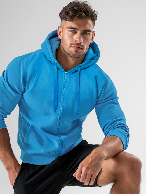 Herren Kapuzenpullover Himmelblau OZONEE JS/2008