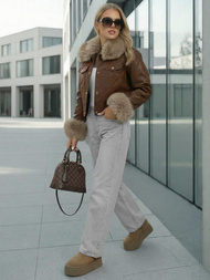 Damen Lederjacke Schokolade OZONEE JS/61M8513/158