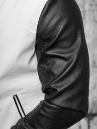 Herren Lederjacke Weiß-Schwarz OZONEE JS/11Z8068