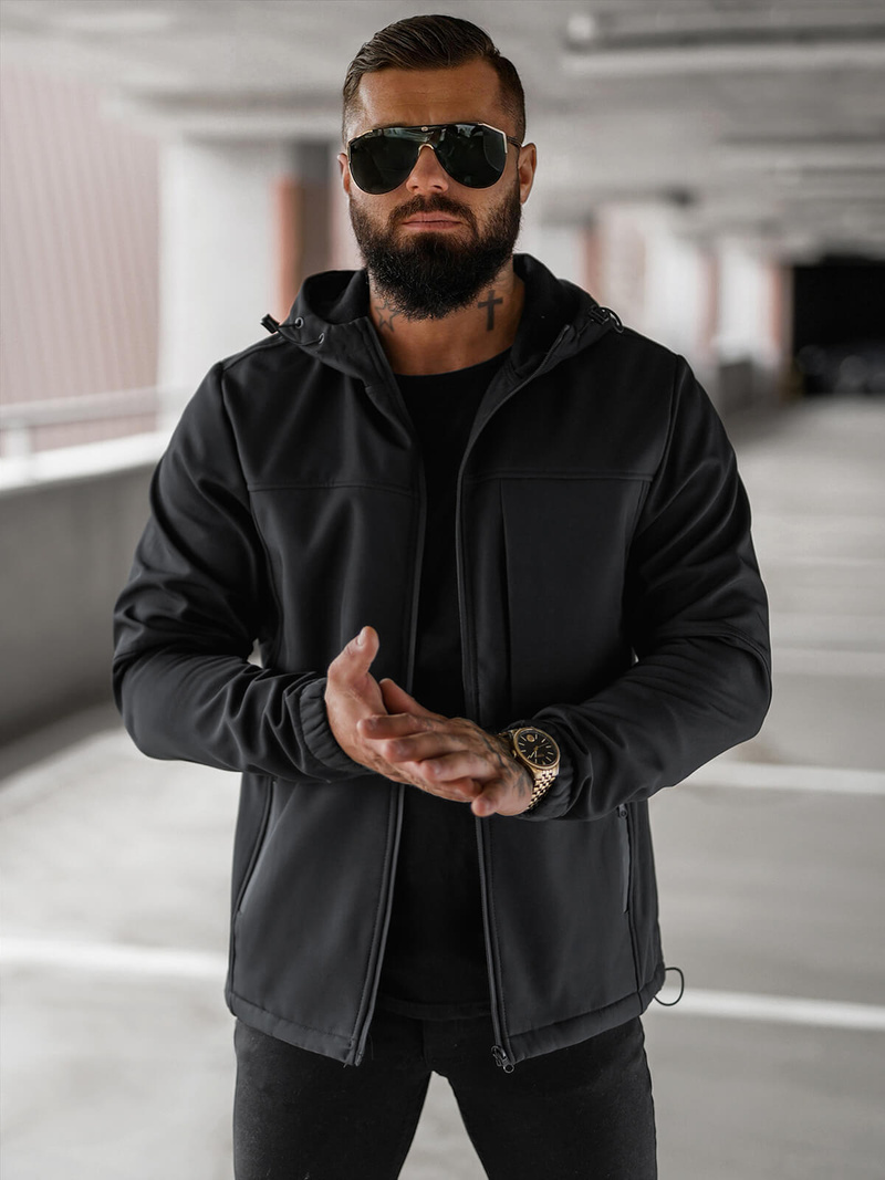 Herren Übergangsjacke Schwarz OZONEE JS/27B6523/3Z