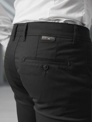 Herren Chino Hose Schwarz OZONEE V/6545