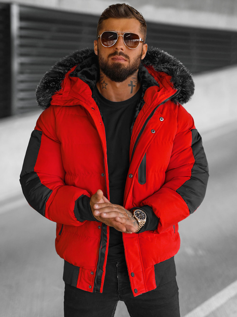 Herren Winterjacke Rot OZONEE O/M798Z