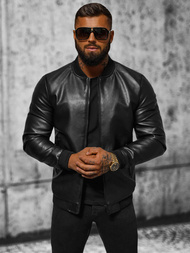 Herren Lederjacke Schwarz OZONEE JS/11Z8105