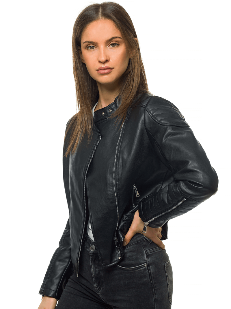 Damen Lederjacke Schwarz OZONEE YD/BF5935502