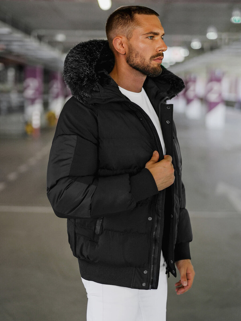 Herren Winterjacke Schwarz OZONEE O/M798Z