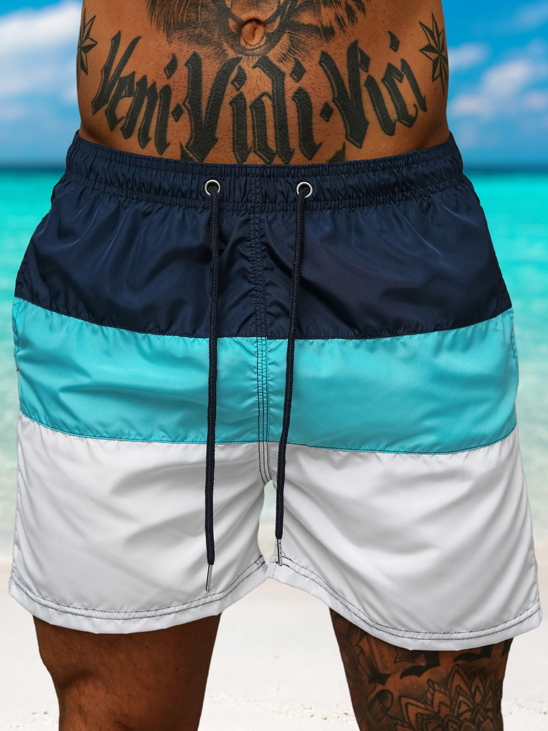 Herren Badeshorts Dunkelblau/Weiß OZONEE JS/17K567/7