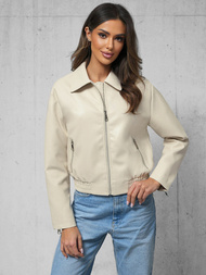 Damen Lederjacke Beige OZONEE O/G116