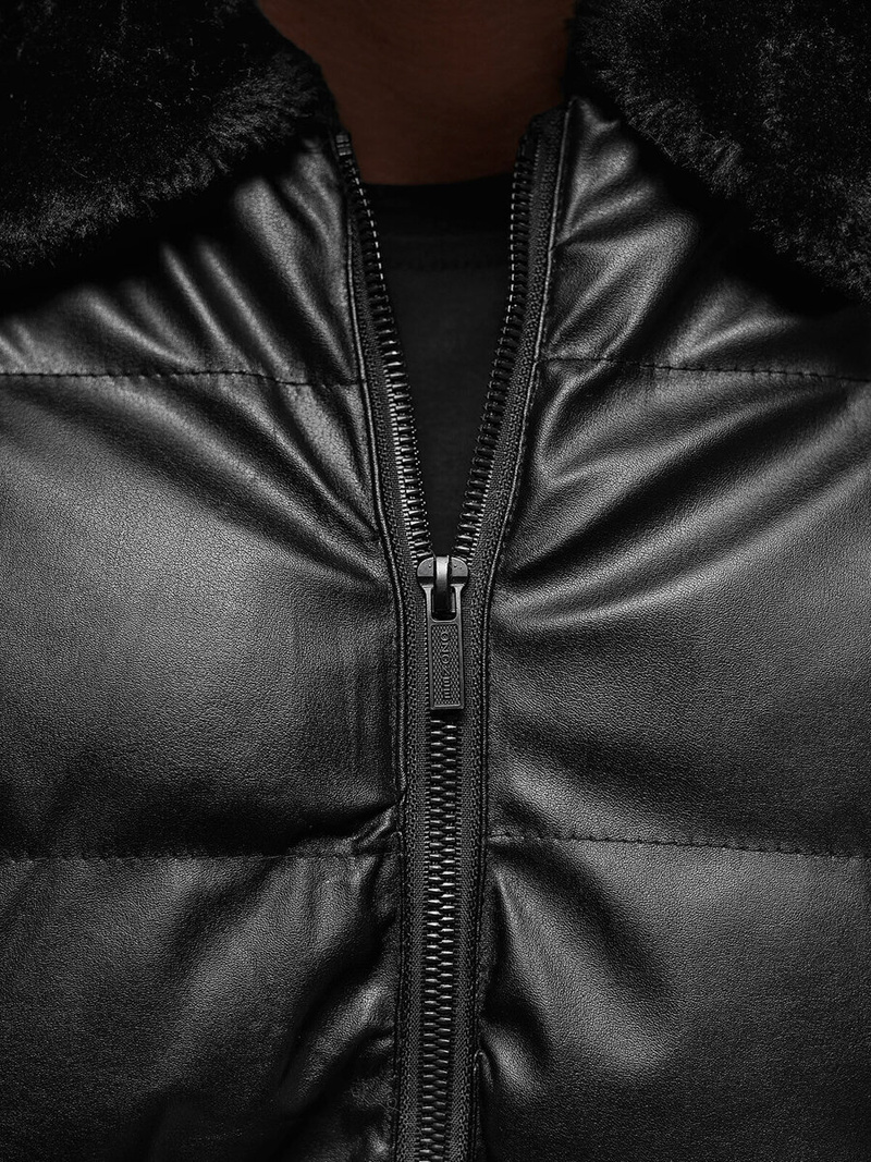 Herren Lederjacke Schwarz OZONEE O/M795Z