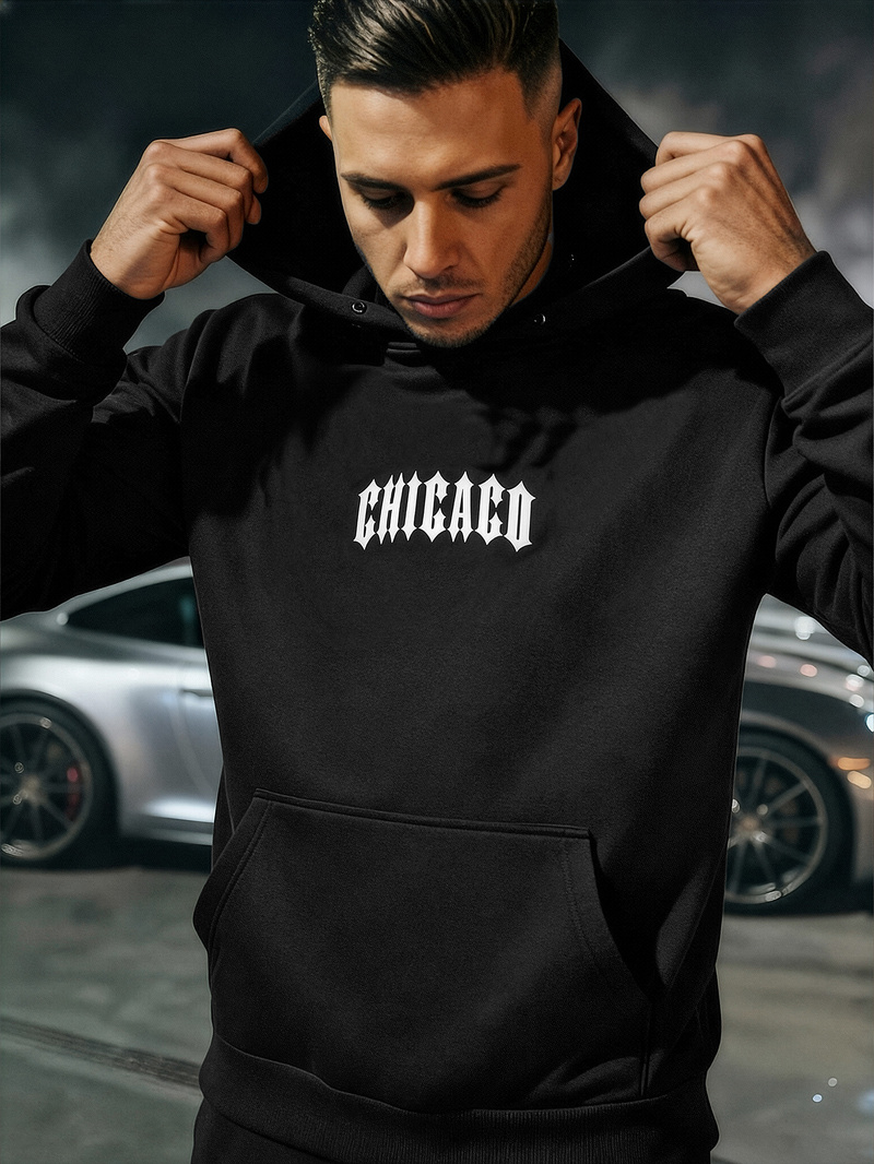 Herren Kapuzenpullover Schwarz OZONEE JS/21B1903/3