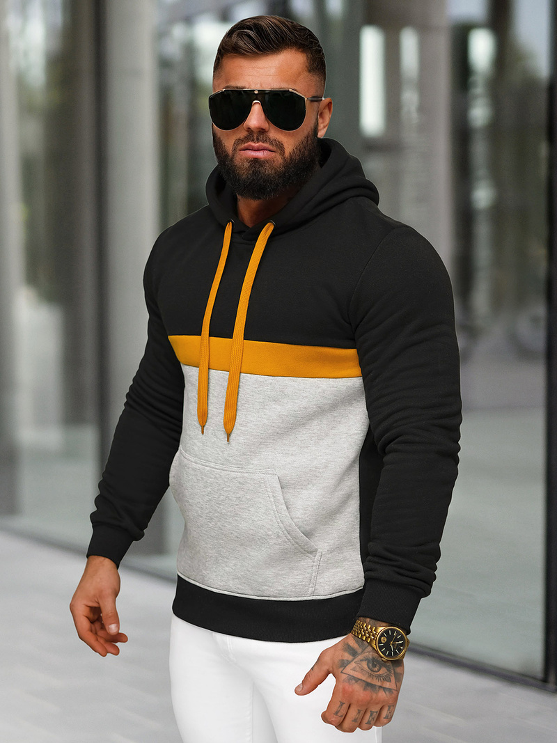 Herren Kapuzenpullover Schwarz OZONEE JS/8B1319/3