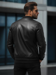 Herren Lederjacke Schwarz OZONEE JS/11Z8015Z