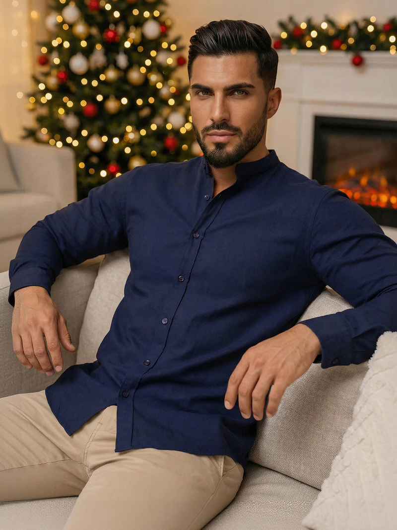 Herren Hemd Dunkelblau OZONEE O/V69Z