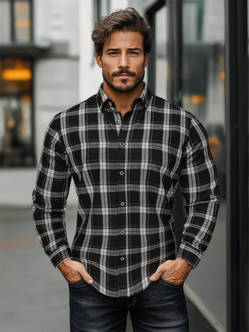 Herren Hemd Schwarz OZONEE O/V131