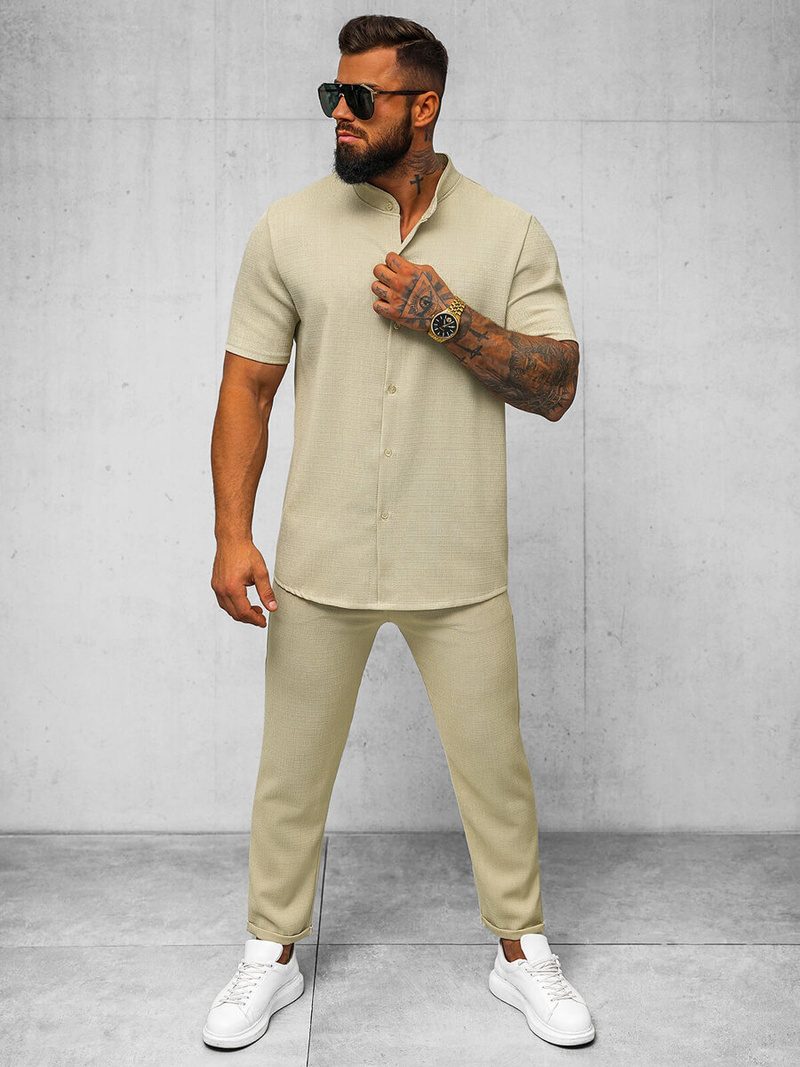 Herren Chino Hose Beige OZONEE O/K971SP