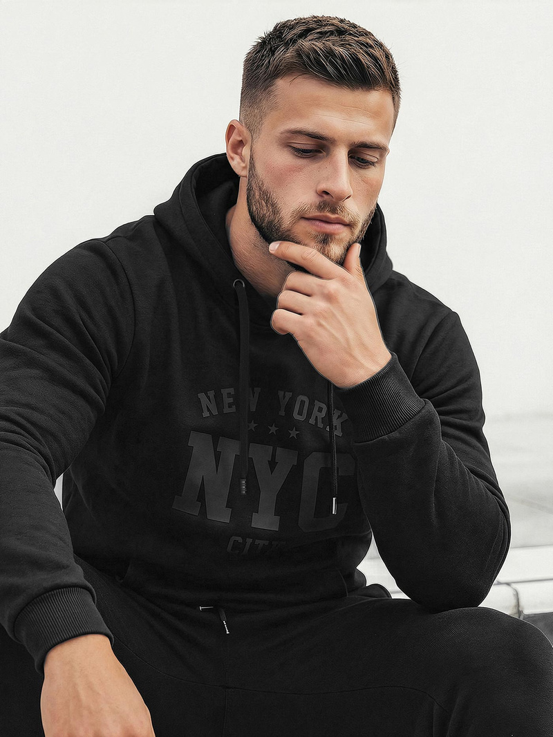 Herren Kapuzenpullover Schwarz OZONEE JS/8B1971/3