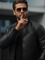 Herren Lederjacke Schwarz OZONEE JS/11Z8015Z