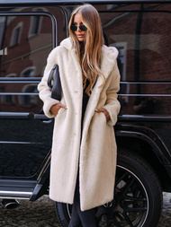 Damen Pelz Winterjacke Beige OZONEE JS/11Z8250