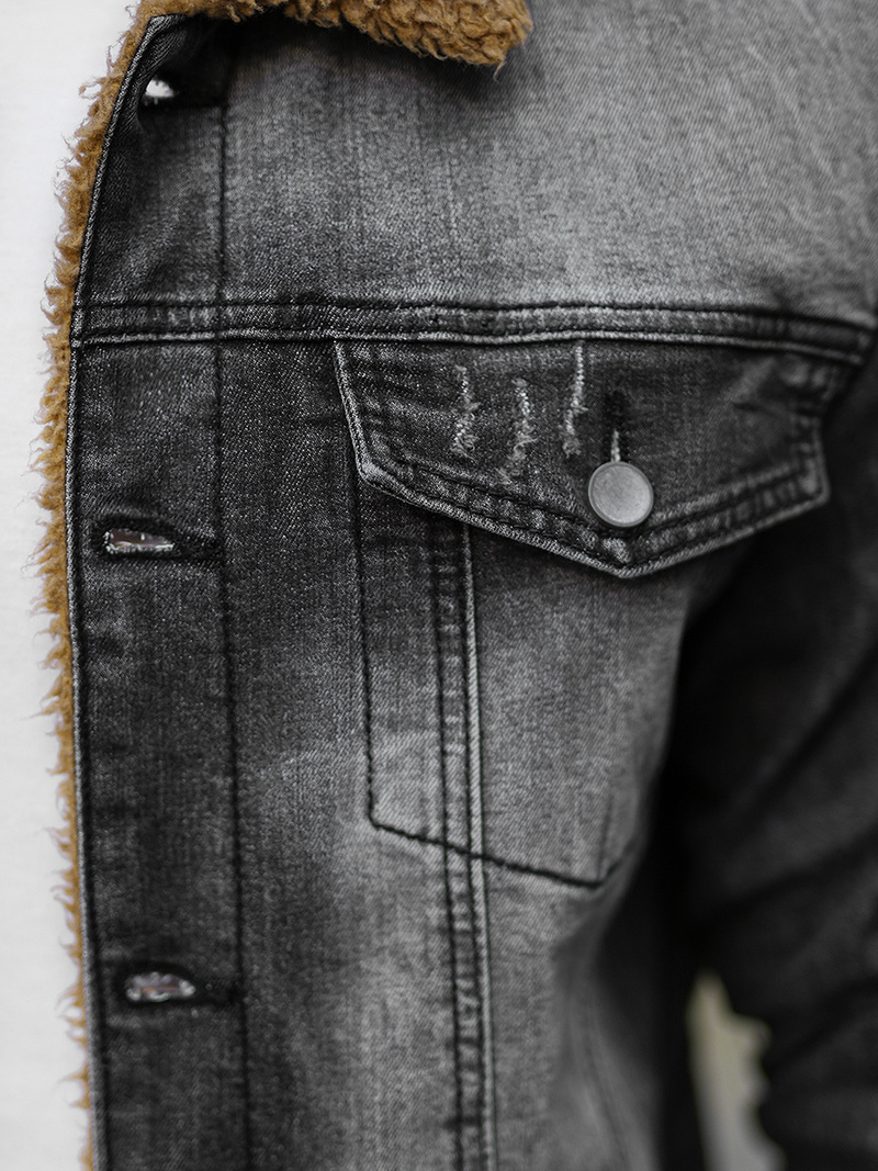 Herren Jeansjacke Sherpa Schwarz OZONEE NB/MJ520NZ