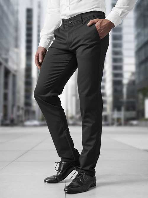 Herren Chino Hose Schwarz OZONEE V/5100