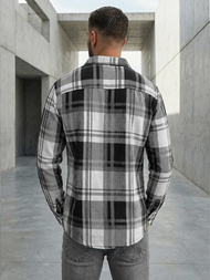 Herren Hemd Schwarz-Weiß OZONEE NB/MC728N/3Z